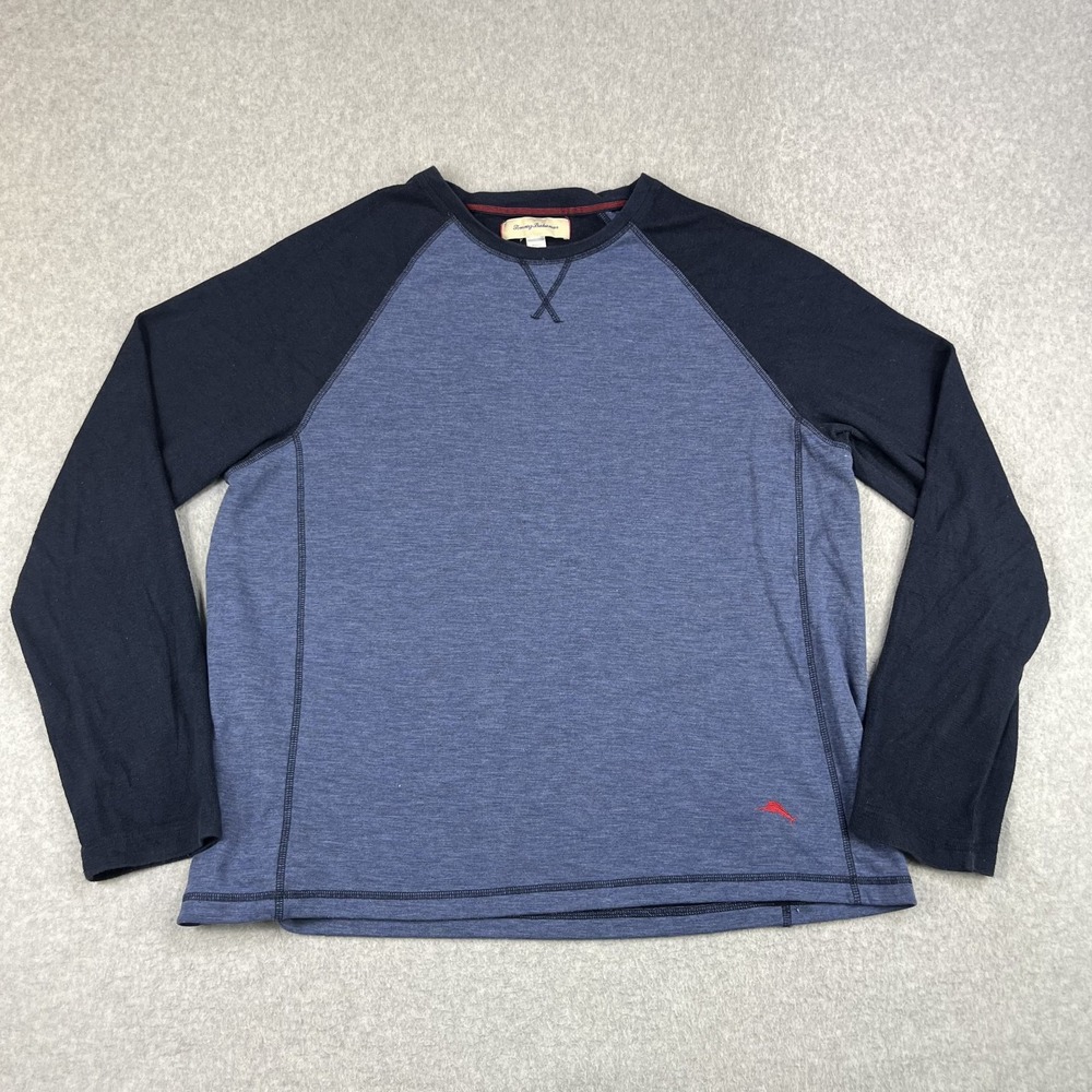 Tommy Bahama Mens XL Raglan Pullover Sweatshirt Blue Long Sleeve Lounge Sweater